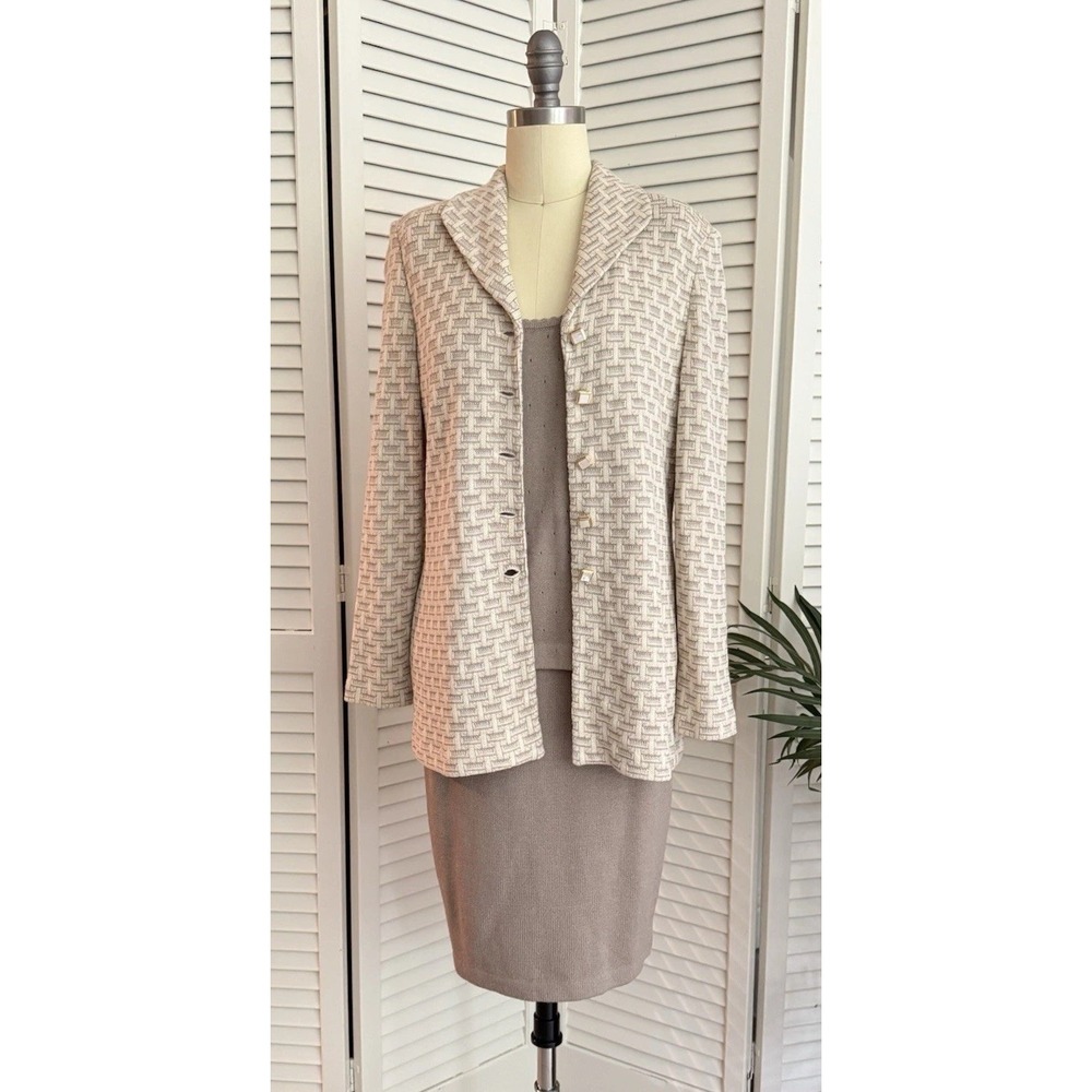 St John Collection 3-Pc Taupe Size 2 Santana Knit Skirt Suit 2003